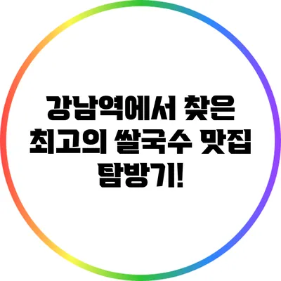 강남역에서 찾은 최고의 쌀국수 맛집 탐방기!