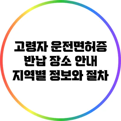 고령자 운전면허증 반납 장소 안내: 지역별 정보와 절차