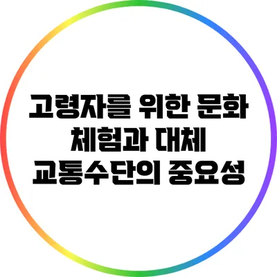 고령자를 위한 문화 체험과 대체 교통수단의 중요성