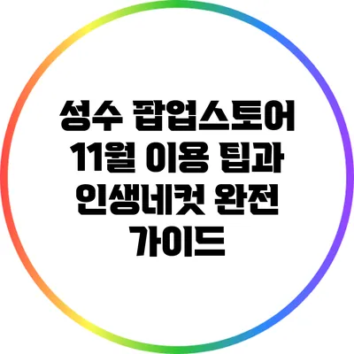 성수 팝업스토어 11월 이용 팁과 인생네컷 완전 가이드