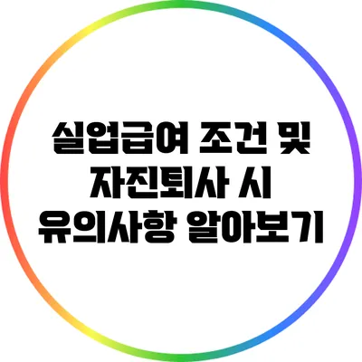 실업급여 조건 및 자진퇴사 시 유의사항 알아보기