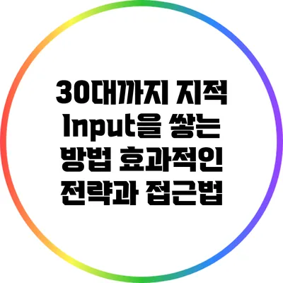 30대까지 지적 Input을 쌓는 방법: 효과적인 전략과 접근법