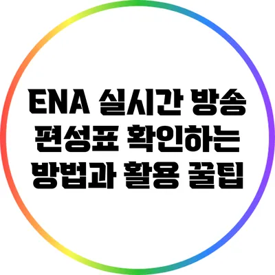 ENA 실시간 방송 편성표 확인하는 방법과 활용 꿀팁