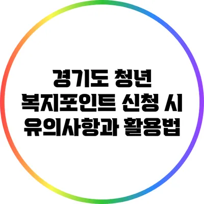 경기도 청년 복지포인트 신청 시 유의사항과 활용법