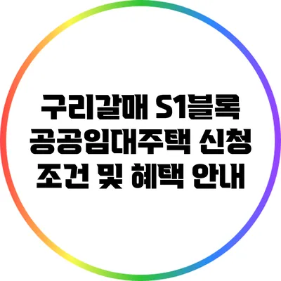 구리갈매 S1블록 공공임대주택 신청 조건 및 혜택 안내