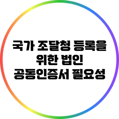 국가 조달청 등록을 위한 법인 공동인증서 필요성