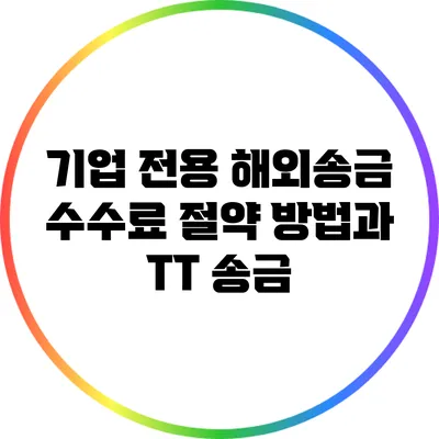 기업 전용 해외송금: 수수료 절약 방법과 TT 송금