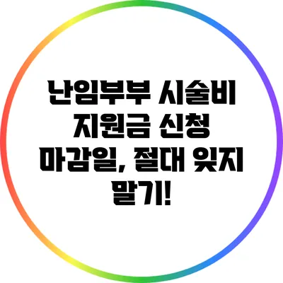 난임부부 시술비 지원금 신청 마감일, 절대 잊지 말기!
