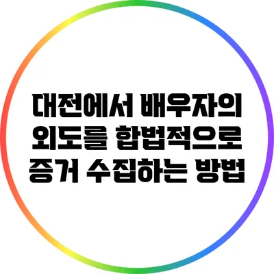 대전에서 배우자의 외도를 합법적으로 증거 수집하는 방법