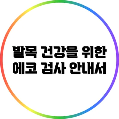 발목 건강을 위한 에코 검사 안내서