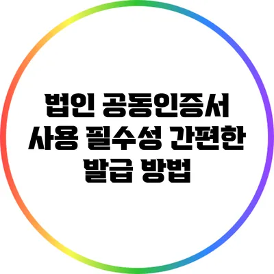 법인 공동인증서 사용 필수성: 간편한 발급 방법