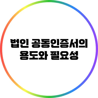 법인 공동인증서의 용도와 필요성