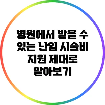 병원에서 받을 수 있는 난임 시술비 지원 제대로 알아보기