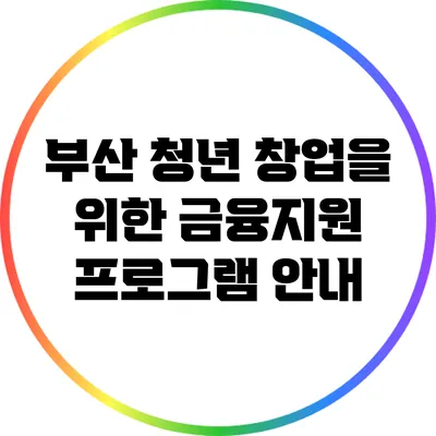 부산 청년 창업을 위한 금융지원 프로그램 안내