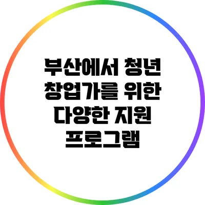 부산에서 청년 창업가를 위한 다양한 지원 프로그램