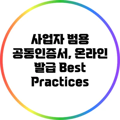 사업자 범용 공동인증서, 온라인 발급 Best Practices