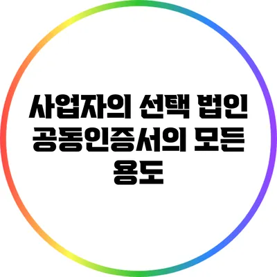 사업자의 선택: 법인 공동인증서의 모든 용도