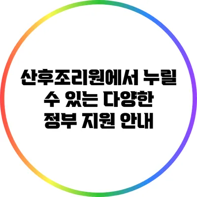 산후조리원에서 누릴 수 있는 다양한 정부 지원 안내