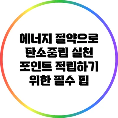 에너지 절약으로 탄소중립 실천 포인트 적립하기 위한 필수 팁