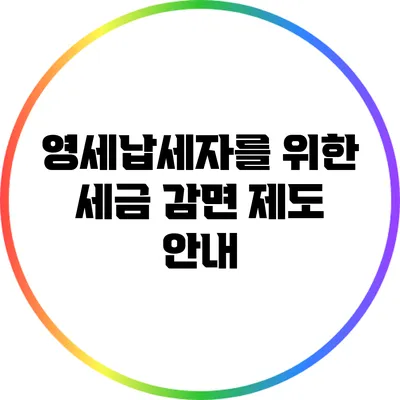 영세납세자를 위한 세금 감면 제도 안내