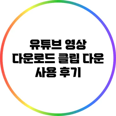 유튜브 영상 다운로드: 클립 다운 사용 후기