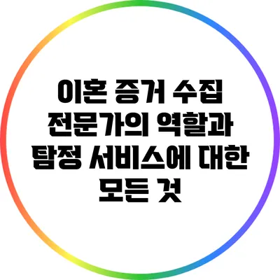 이혼 증거 수집 전문가의 역할과 탐정 서비스에 대한 모든 것