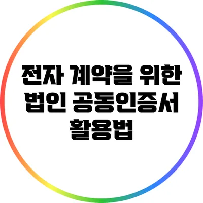 전자 계약을 위한 법인 공동인증서 활용법