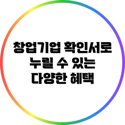 창업기업 확인서로 누릴 수 있는 다양한 혜택
