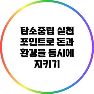 탄소중립 실천 포인트로 돈과 환경을 동시에 지키기
