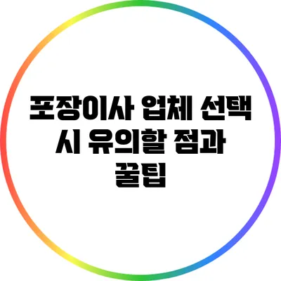 포장이사 업체 선택 시 유의할 점과 꿀팁