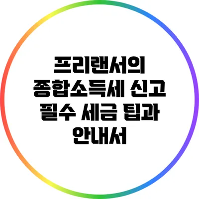 프리랜서의 종합소득세 신고: 필수 세금 팁과 안내서