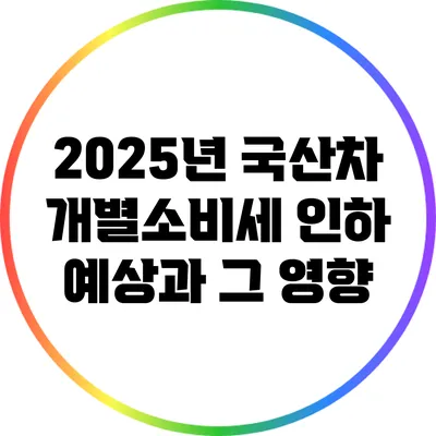 2025년 국산차 개별소비세 인하 예상과 그 영향