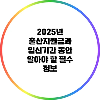 2025년 출산지원금과 임신기간 동안 알아야 할 필수 정보
