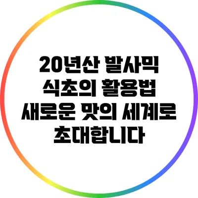 20년산 발사믹 식초의 활용법: 새로운 맛의 세계로 초대합니다