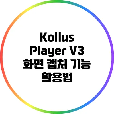 Kollus Player V3 화면 캡처 기능 활용법