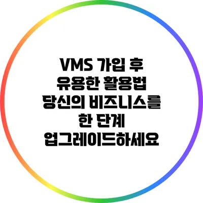 VMS 가입 후 유용한 활용법: 당신의 비즈니스를 한 단계 업그레이드하세요