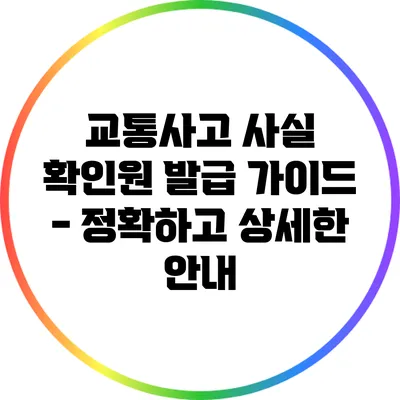 교통사고 사실 확인원 발급 가이드 - 정확하고 상세한 안내