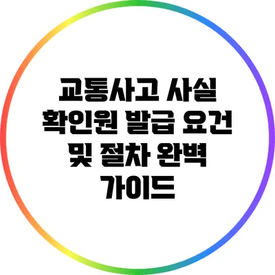 교통사고 사실 확인원 발급 요건 및 절차 완벽 가이드