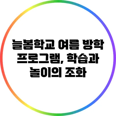 늘봄학교 여름 방학 프로그램, 학습과 놀이의 조화