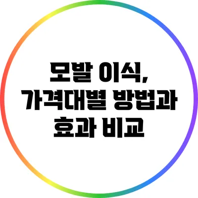 모발 이식, 가격대별 방법과 효과 비교