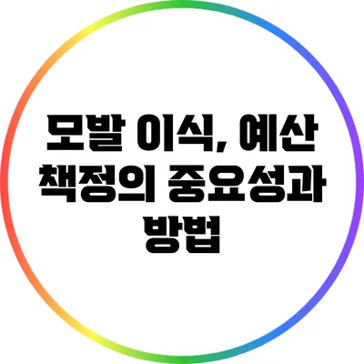 모발 이식, 예산 책정의 중요성과 방법