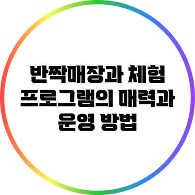 반짝매장과 체험 프로그램의 매력과 운영 방법