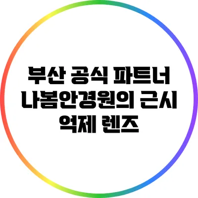 부산 공식 파트너 나봄안경원의 근시 억제 렌즈