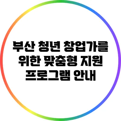 부산 청년 창업가를 위한 맞춤형 지원 프로그램 안내