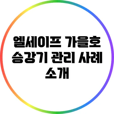 엘세이프 가을호: 승강기 관리 사례 소개