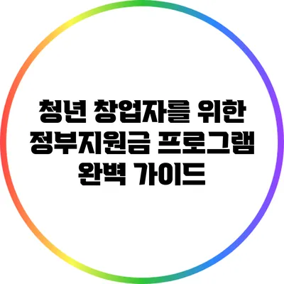 청년 창업자를 위한 정부지원금 프로그램 완벽 가이드