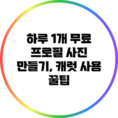 하루 1개 무료 프로필 사진 만들기, 캐럿 사용 꿀팁