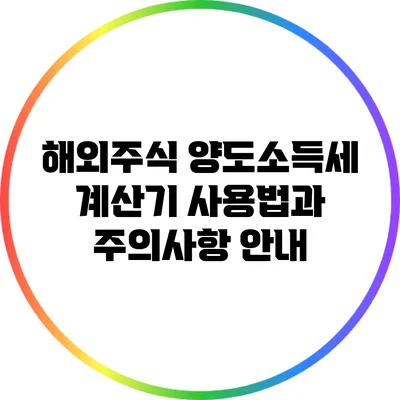 해외주식 양도소득세 계산기 사용법과 주의사항 안내