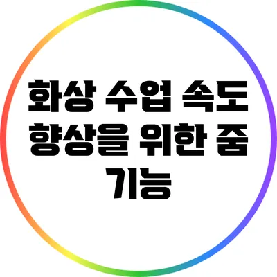 화상 수업 속도 향상을 위한 줌 기능
