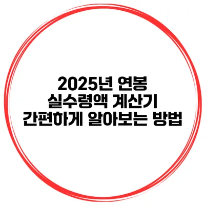 2025년 연봉 실수령액 계산기: 간편하게 알아보는 방법